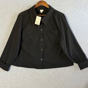 A New Day Shacket Minimalist XXL Black New Utility Button Front Shirt Jacket
